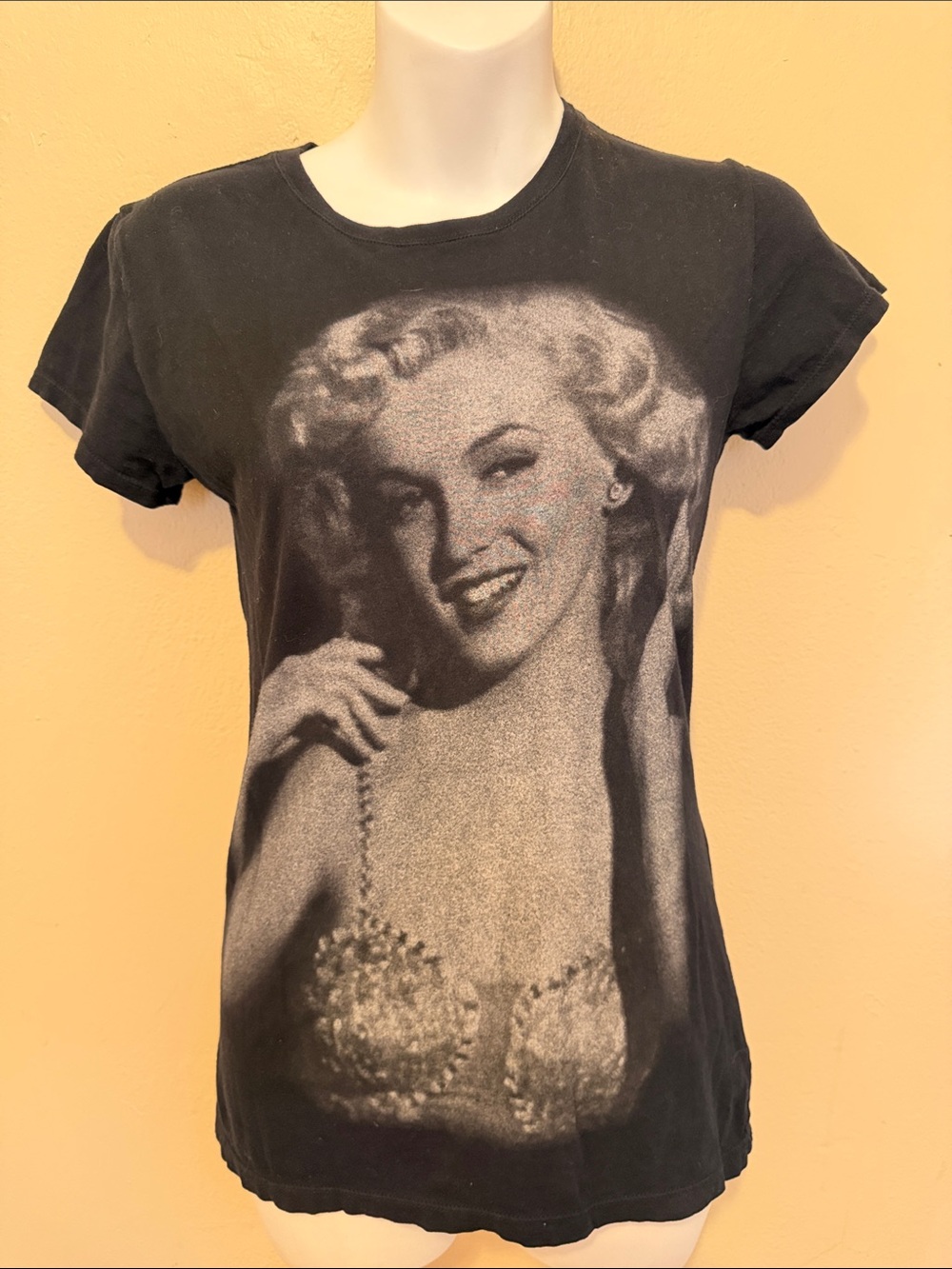 Avenue Black Short Sleeve Tee with Vintage Portrait Graphic
